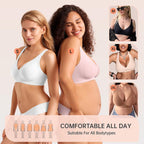 Vertvie Jelly Bra Polka Dots Deep V Seamless Bras Wireless Everyday T-shirt Bra Plunge with Wide Straps Comfort & Sexy
