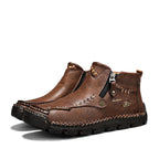 Hand-Stitched Leather Motorcycle Boots