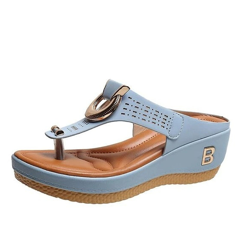 Women Orthopedic Sandals Metal Decoration Height Increasing Flip-flops