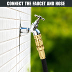 Garden Hose Quick Connector, 1 PCS Solid Brass 3/4 Inch GHT Thread Fitting(NO Sprayer), No-Leak Water Hose Female & Male Adapter, Garden Hose Connectors