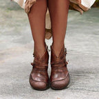 Women's Vintage Flat Heel Leather Casual Ankle Boots