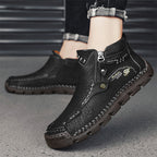 Hand-Stitched Leather Motorcycle Boots