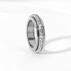 Anxiety Rings for Women and Men Titanium Steel Spinner Fidget Band Rings with Cubic Zirconia for Stress Relief and Wedding Promise Comfort Fit Size 6 to 11