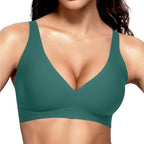 Vertvie Jelly Bra Polka Dots Deep V Seamless Bras Wireless Everyday T-shirt Bra Plunge with Wide Straps Comfort & Sexy