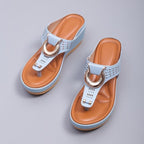 Women Orthopedic Sandals Metal Decoration Height Increasing Flip-flops