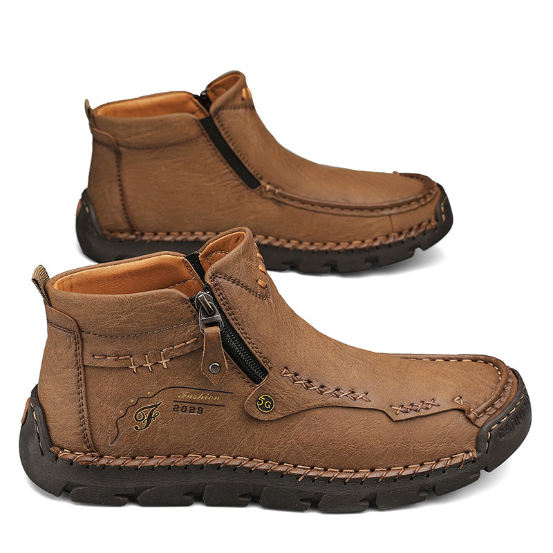 Hand-Stitched Leather Motorcycle Boots