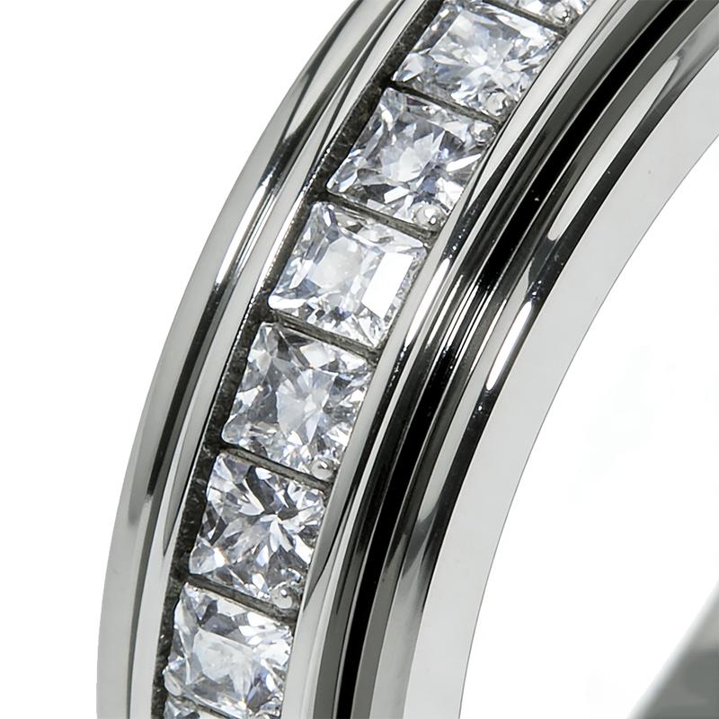 Anxiety Rings for Women and Men Titanium Steel Spinner Fidget Band Rings with Cubic Zirconia for Stress Relief and Wedding Promise Comfort Fit Size 6 to 11