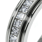 Anxiety Rings for Women and Men Titanium Steel Spinner Fidget Band Rings with Cubic Zirconia for Stress Relief and Wedding Promise Comfort Fit Size 6 to 11