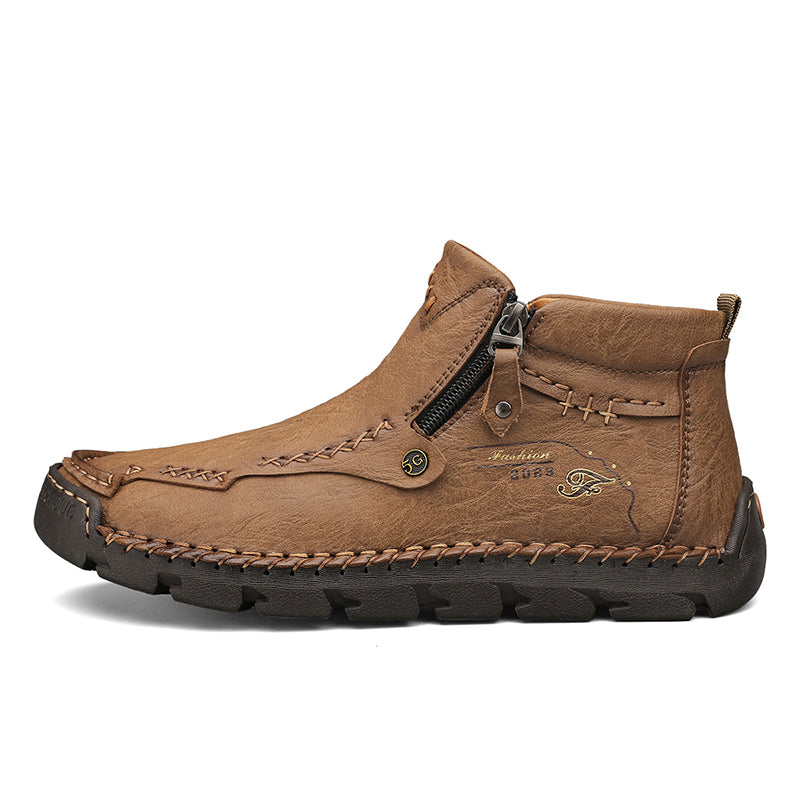 Hand-Stitched Leather Motorcycle Boots