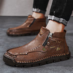 Hand-Stitched Leather Motorcycle Boots