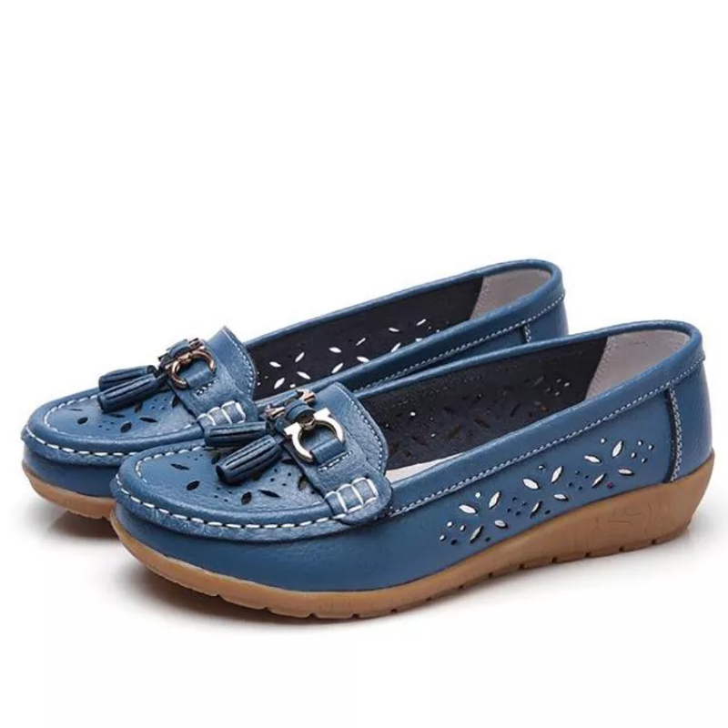 Women's Hollow Soft Leather Breathable Moccasins Sandals