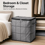 Spacious Moving Storage Bin, Zippered Organizer for Quilts, Bedding & Sweaters, Large Capacity Fabric Bag for Moving Day, Closet & Bedroom Use