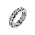 Anxiety Rings for Women and Men Titanium Steel Spinner Fidget Band Rings with Cubic Zirconia for Stress Relief and Wedding Promise Comfort Fit Size 6 to 11
