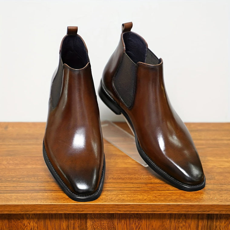 Western British Style Mens Real Leather Chelsea Ankle Boots