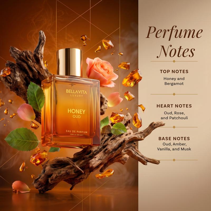 Bella Vita Luxury's Honey Oud | Eau de Parfum 100ml (3.4 fl oz) | Patchouli, Vanilla, Bergamot | Floral & Spicy | Made with Clean & Vegan Essentials Oils | Cruelty Free Fragrance Perfume