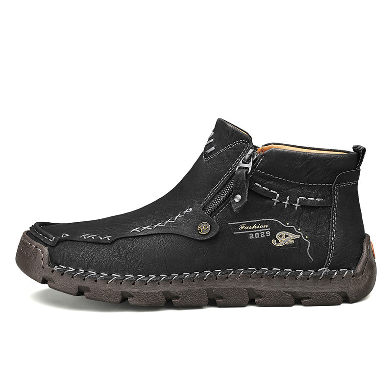 Hand-Stitched Leather Motorcycle Boots