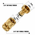 Garden Hose Quick Connector, 1 PCS Solid Brass 3/4 Inch GHT Thread Fitting(NO Sprayer), No-Leak Water Hose Female & Male Adapter, Garden Hose Connectors
