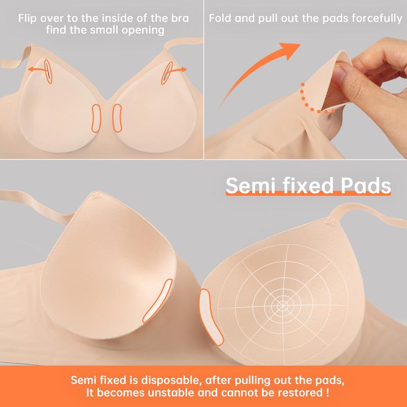 Vertvie Jelly Bra Polka Dots Deep V Seamless Bras Wireless Everyday T-shirt Bra Plunge with Wide Straps Comfort & Sexy