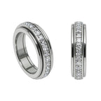 Anxiety Rings for Women and Men Titanium Steel Spinner Fidget Band Rings with Cubic Zirconia for Stress Relief and Wedding Promise Comfort Fit Size 6 to 11