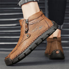 Hand-Stitched Leather Motorcycle Boots
