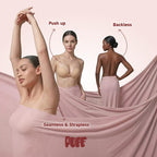 PUFF Adhesive Bra – No.1 Push-up Sticky Bra, Waterproof & Sweat-proof Invisible Bra, Reusable Silicone Adhesive Bra for Women, Includes Storage Board & Replaceable Pads