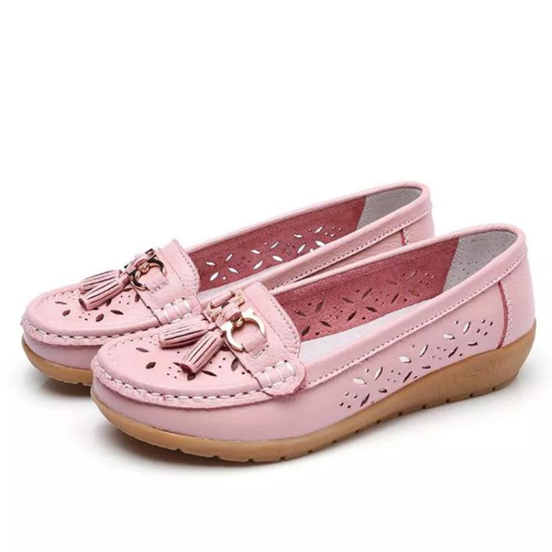 Women's Hollow Soft Leather Breathable Moccasins Sandals