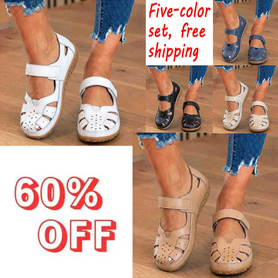 LAST DAY 70% OFF  Orthopedic Leather Mary Jane Sandals - Perforated Design & Grip Sole