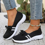 ğŸ”¥Summer Best SellerğŸ”¥Womenâ€™s Breathable Knit Slip-On Sneakers with Bow â€“ Lightweight Low-Top Casual Shoes in Beige u0026 White for Everyday Comfort