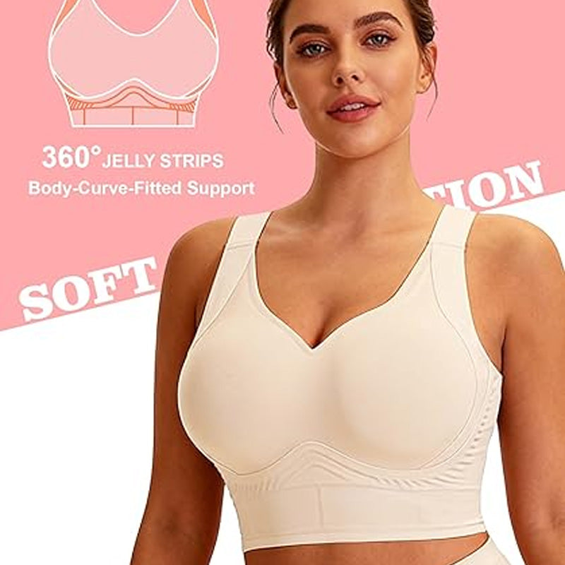 Soft Intention Plus Size Back Fat Smoothing Jelly Bra, Everyday, Seamless, Push Up